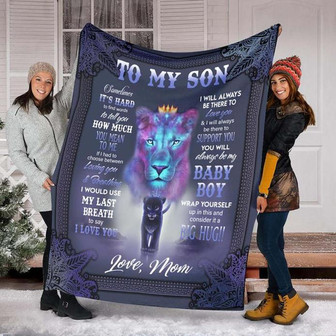 To My Son I Would Use My Last Breath To Say I Love You Fleece Blanket Animals Gift For Family,Birthday,Son,Lion - Thegiftio UK