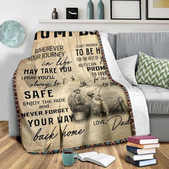 To My Son Vintage Color Sentimental Blanket Gift For Son From Dad Gift Home Decor Bedding Couch Sofa Soft and Comfy Cozy - Thegiftio