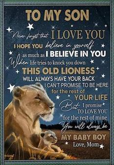 To My Son You Will Always Be My Baby Boy Lions Meadow Fleece Blanket Gift For Son From Mom Home Decor Bedding Couch - Thegiftio UK