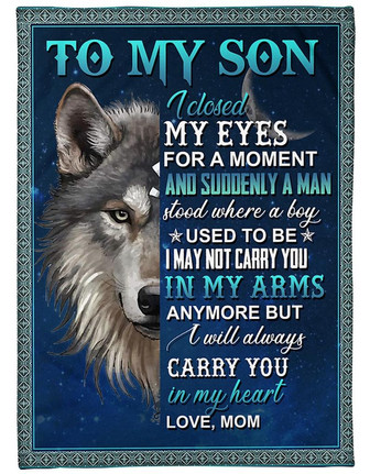 To My Son I Will Always Carry You In My Heart Fleece Blanket Birthday Gift Family Gift Gift For Son Gift From Mom To Son - Thegiftio UK