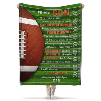 To My Son I Will Always Be With You Football Blanket Gift For Son From Dad Birthday Gift Home Decor Bedding Couch - Thegiftio UK