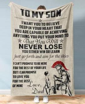 To My Son That You Will Never Lose You either Win Or Learn Fleece Blanket Gift For Son To Dad Home Decor Bedding Couch - Thegiftio UK
