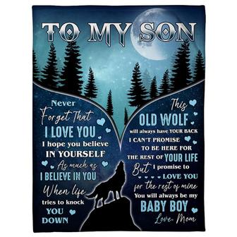 To My Son Wolf Baby Boy Fleece Blanket Family Gift Home Decor Fleece Blanket Family Gift Home Decor - Thegiftio UK