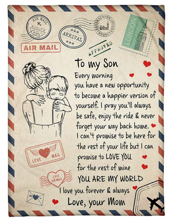 To My Son You Are My World Blanket Gift for Son From Mom Family Gift Home Decor Bedding Couch Sofa Soft And Comfy Cozy - Thegiftio UK