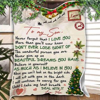 To My Son Xmas Letter I Believe In You Blanket Gift For Son Christmas Birthday Gift Bedding Couch Sofa Soft - Thegiftio UK