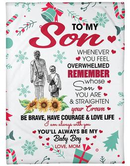To My Son You'll Always Be My Baby Boy Christmas Blanket Gift For Son From Mom Home Decor Bedding Couch Sofa Soft - Thegiftio UK