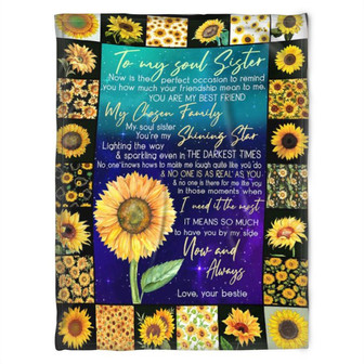To My Soul Sister Blanket, Lighting The Way And Sparkling Even In The Darkest Times, Gift For Sister Family Home Decor - Thegiftio