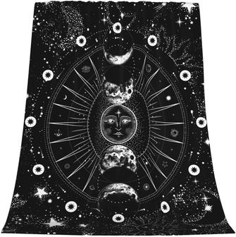 Sun and Moon Black and White Soft Throw Blanket All Season Throws Blanket for Bed Sofa Couch - Thegiftio UK