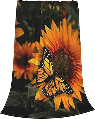 Sunflower Blanket Butterfly Throw Bed Blankets Cozy Lightweight Soft Bedding for Sofa Bed Office Travel - Thegiftio UK