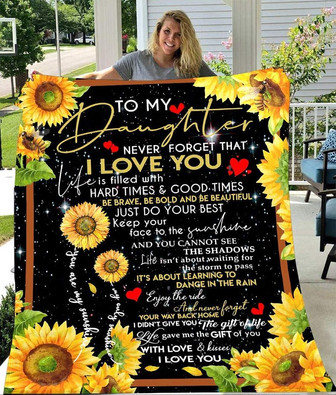 Sunflower Blanket To My Daughter Never Forget That I Love You from Mom Dad Fleece Blanket - Thegiftio UK
