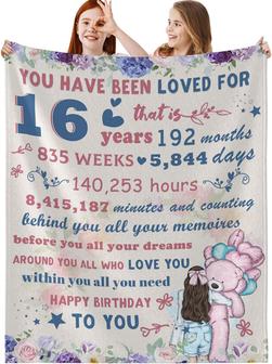 Sweet 16 Gifts for Girls Blanket, 16th Birthday Gifts for Girls Granddaughter Niece, Soft 16 Year Old Girl Gifts for Birthday Daughter Blankets - Thegiftio UK