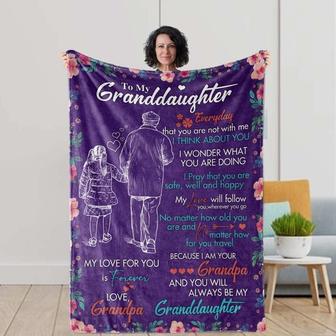 I Think About You Blanket Gift Grandpa To Granddaughter Throw Blanket Gift For Xmas Birthday Graduation Christmas Gifts - Thegiftio UK