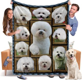 Throw Blanket Bichon Frise Dog Blankets Fuzzy Fleece Soft Blanket Cozy Warm Travel Blanket for Couch Sofa or Bed, Dogs Lover - Thegiftio UK