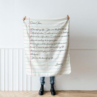 Throws Love Letter Personalized Blanket, Handwriting Letter Gift, Love Gifts for Him, 2022 Christmas Gift - Thegiftio