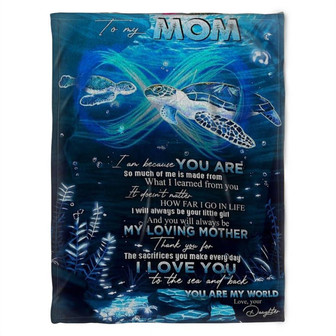 Turtle Blanket, To My Mom Blanket, I Love You To The Sea And Back, Love Your Daughter, Gift For Mom Family Home Decor - Thegiftio UK
