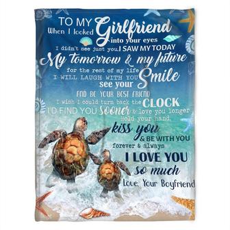 Turtle Blanket. To My Girlfriend I Will Laugh With You Smile. Gift For Girlfriend Family Home Decor Bedding Couch - Thegiftio UK