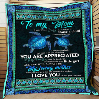 Turtle Blanket,To My Mom My Loving Mother, Gift For Mom Family Home Decor Bedding Couch Sofa Soft and Comfy Cozy - Thegiftio UK