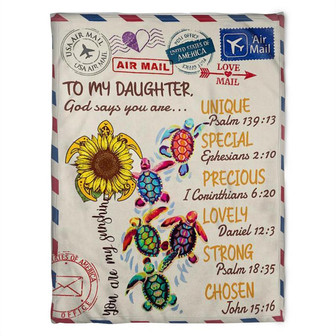 Turtle To My Daughter God Says You Are Sunflower And Mail,Fleece Blanket.Gift For Friend Family Birthday Gift Home Decor - Thegiftio UK