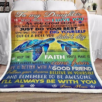 Turtle To My Daughter From Mom I Love You As You Grow Older Fleece Blanket Home Decor Bedding Couch Sofa Soft - Thegiftio UK