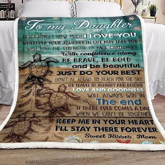 Turtles Run Into The Sea To My Daughter Sweet Kisses Mom Fleece Blanket Home Decor Bedding Couch Sofa Soft And Comfy Co - Thegiftio UK