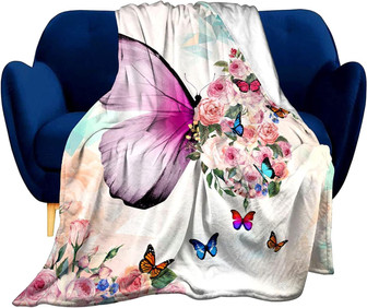 Ultra Soft Butterfly Blanket Couch Warm Fuzzy Flannel Fleece Throw Blanket for Kids and Adults Gifts - Thegiftio UK