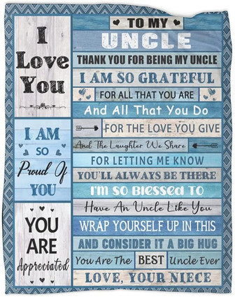 Uncle Gifts Blanket Gift for Uncle from Niece Best Uncle Ever Gift Throw Blanket - Thegiftio