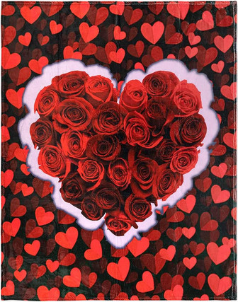 Valentines Throw Blanket, Adorable Valentine’s Day Throw Blanket for Women, Wife, Girlfriend, Fleece Roses Blanket - Thegiftio UK