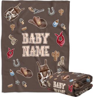 Western Baby Blankets, Personalized Name Western Baby Blanket, Wild West Baby Boy Swaddle Blanket, Baby Cowboy Blankets - Thegiftio UK