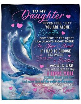Whale Sky To my Daughter Fleece Blanket, Gift For Daughter From Mom Birthday Gift Home Decor Bedding Couch Sofa Soft - Thegiftio UK