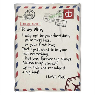 To My Wife Air Mail,Fleece Blanket, Blanket Gift For Wife Birthday Home Decor Bedding Couch Sofa Soft and Comfy Cozy - Thegiftio UK