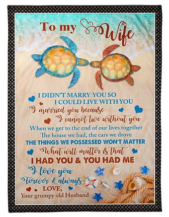 To My Wife I Had You & You Had Me, Turtle Couple Fleece Blanket For Valentine's Day, Love From Husband Home Decor - Thegiftio UK