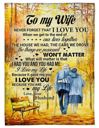 To My Wife Autumn Blanket, Never Forget That I Love You Gift for Wife From Husband Valentine Day's Birthday Gift - Thegiftio UK