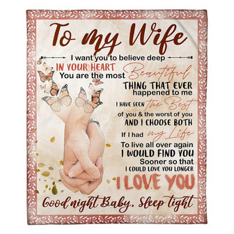 To My Wife The Most Beautiful Thing Happended To Me Fleece Blanket Family Gift Home Decor Bedding Couch Sofa Soft - Thegiftio UK