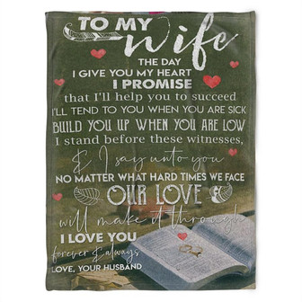 To My Wife Blanket, Fleece Blanket,The Day I Give You My Heart,Gift For Wife Family Home Decor Bedding Couch Sofa Soft - Thegiftio UK