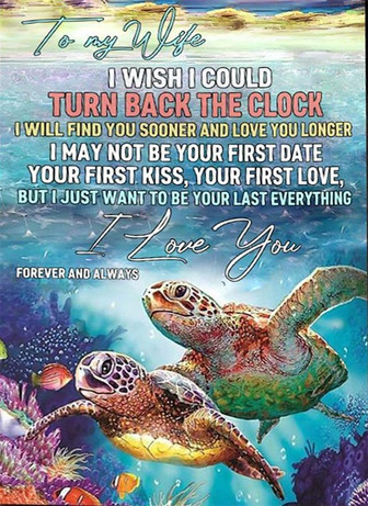 To My Wife Blanket From Husband Turtle Blanket Gift For Wife , Gift For Turtle Lover Home Decor Bedding Couch Sofa Soft - Thegiftio UK