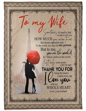 To My Wife Blanket I Love You Best Gift for Valentine's Day and Birthday Fleece s,Gift For Wife Family - Thegiftio UK