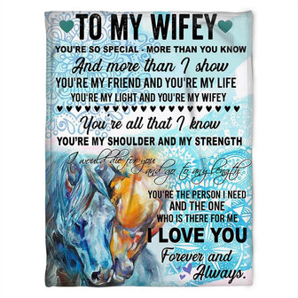 Wife Blanket To My Wifey You Are So Special More Than You Know Blue Mandala Horses Premium Blanket Home Decor - Thegiftio