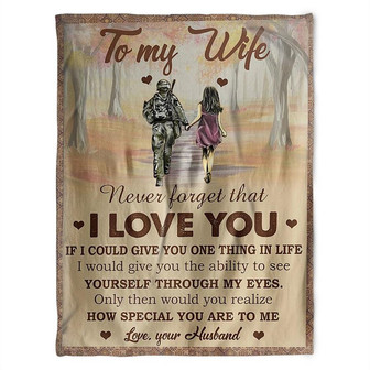 To My Wife Blanket, Yourself Through My Eyes, Gift For Wife Family Home Decor Bedding Couch Sofa Soft and Comfy Cozy - Thegiftio