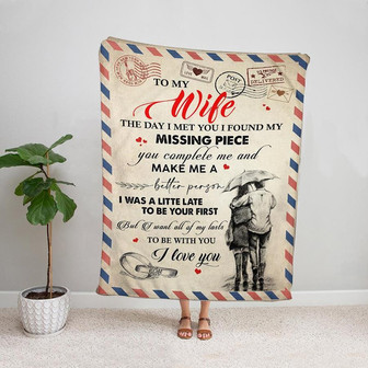 To My Wife You Complete Me And Make Me A Better Person Couple Ring Love Mail,Fleece Blanket Gift For Wife Home Decor - Thegiftio UK