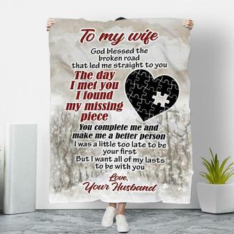 To My Wife The Day I Met You I Found My Missing Piece Fleece Blanket Home Decor Gift For Valentine's Day To Wife - Thegiftio UK