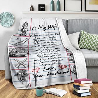 To My Wife Fireman Firefighter Family Love Letter,Love Your Husband, Gift For Wife Family Home Decor Bedding Couch - Thegiftio UK