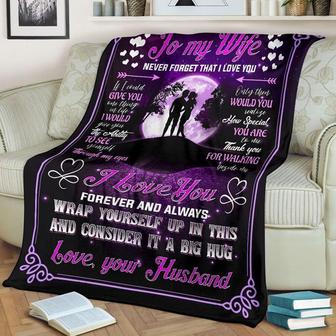 To My Wife Fleece Blanket Moon Night Gift For Wife From Husband Letter To Wife Gifts Idea- One year - Thegiftio UK