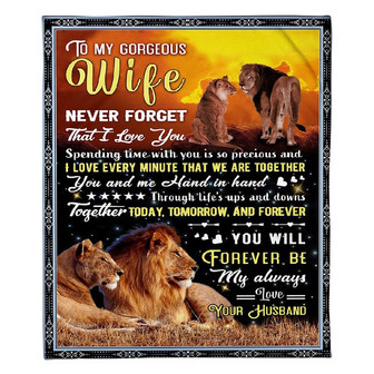 To My Wife Forever Be My Always Love Lion Couple Fleece Blanket Family Gift Home Decor Bedding Couch Sofa Soft - Thegiftio UK