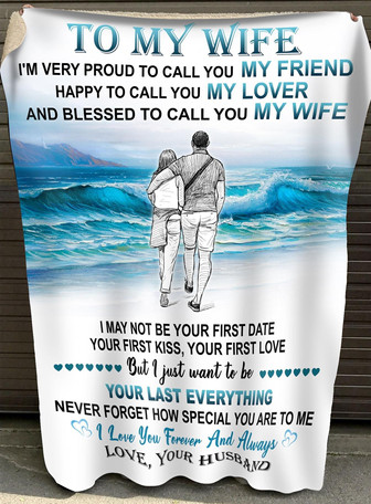 To My Wife Happy To Call You My Lover Fleece Blanket, Meaningful Gift For Wife, Home Decor Bedding Couch Sofa Soft - Thegiftio UK