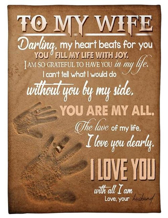 To My Wife My Heart Beats For You Fleece Blanket Gift For Family,Birthday,Wife,Couple,Gift Home Decor Bedding Couch - Thegiftio UK