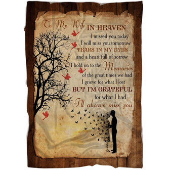 To My Wife In Heaven I Missed You Today Fleece Blanket Home Decor Bedding Couch Sofa Soft And Comfy Cozy, Memorial Gift - Thegiftio UK