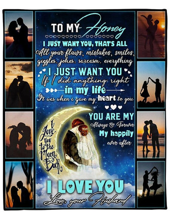 To My Wife Honey I Love You Couple Fleece Blanket Gift For Valentine's Day, Love From Husband Home Decor Bedding Couch - Thegiftio UK