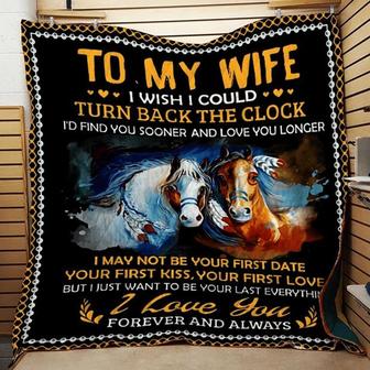 To My Wife Horse Fleece Blanket, I Wish I Cloud Turn Back The Clock Gift For Wife From Husband Gift Home Decor - Thegiftio UK