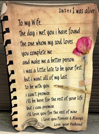 To My Wife I'll Love You For The Rest Of Mine Fleece Blanket, Christmas Gift, New Year Gift, Valentine - Thegiftio UK