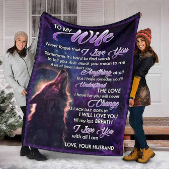 To My Wife,Wolf Blanket,I Will Love You Till My Last Breath, I Love You With All I Am,Gift For Wife Family Home Decor - Thegiftio UK
